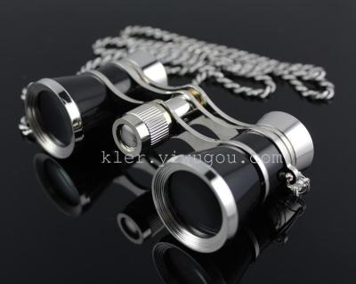 Hd pocket white-steel 3x25 theatre mirror gift binoculars