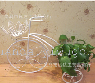 Continental iron bike balcony flower pots double-decker creative flower home decor display stands wholesale