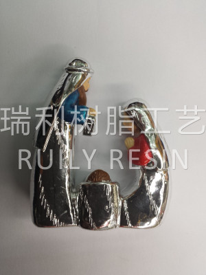 Resin religious crafts decorated with small made electroplating manager