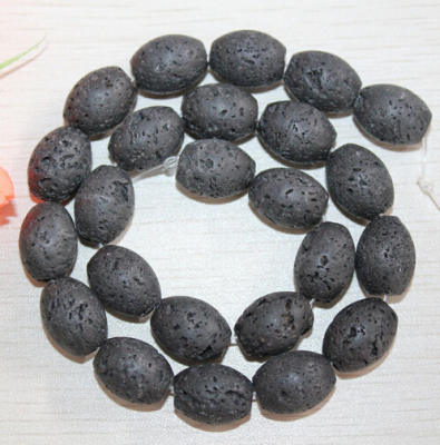 [YiBei Coral]natural volcanic rock 7*16mm egg shaped semi refined volcanic stone wholesale