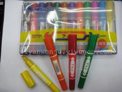 12 color big two headed color marker pen POP pen and pencil pen