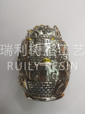 Resin religious handicrafts are set up to electroplating castle pot.