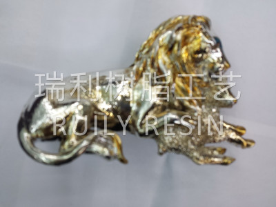 Resin crafts placed on a animal plating lion