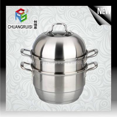 Double layer high-grade stainless steel frosted double bottom multipurpose pot steamer