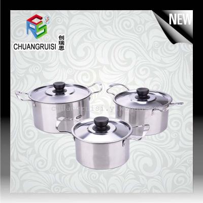 Stainless steel 3 pcs rectangular cooking pot for gift set pot