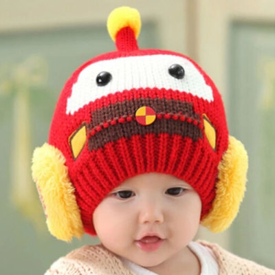 Korean Transformers infant knitted hat Headset cartoon hat helmet