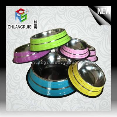 Stainless steel 15-34cm spray paint color dog bowl pet bowl