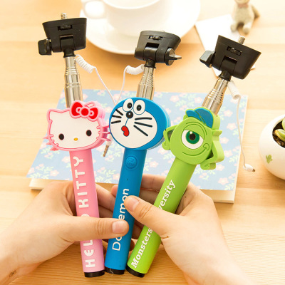 A cartoon tour self artifact mobile phone camera self timer lever with wire self artifact