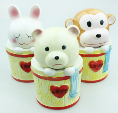 Ten shops supply and distribution of pottery piggy 2138 rabbit, monkey and bear piggy