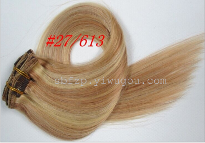 Real hair extensions of shenbang wig Real hair clip Real person hair clip #27/613