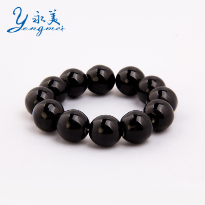 14mm black glass imitation natural jade beads bracelet wholesale fashion bracelet 52