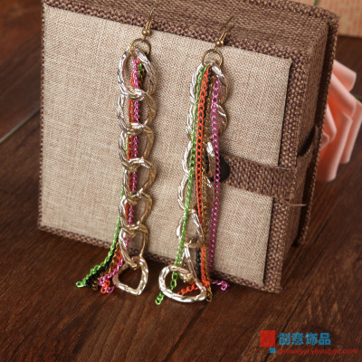 Earrings metal chain long Tassel Earrings exaggerated color chain