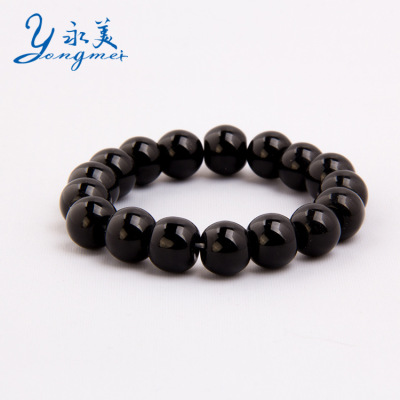 Special 12mm black glass imitation natural jade beads bracelet wholesale fashion bracelet 55