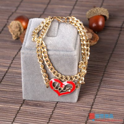 Han sweet heart pendant metal chain bracelet