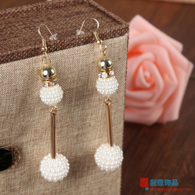 European and American high-end ball size texture Earrings exaggerated long earrings