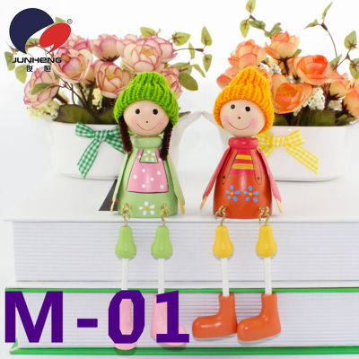 Medium Wool Doll Wooden Doll Hanging Feet Doll Creative Craft Gift M01