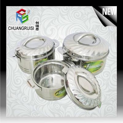 Stainless steel Africa hot sale 3 pieces pot of insulation
