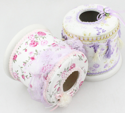 Ten shops supply color small round box pastoral lace tissue box tray small round tissue box