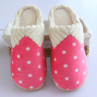 Explosions of stars in autumn and winter Super plush cotton mixed colors Pack with couples at home slippers slippers