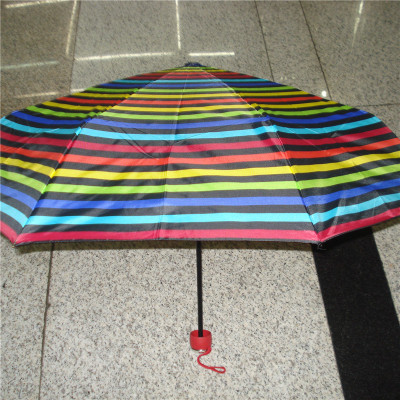 Rainbow umbrella stripes clear umbrella simple wind umbrella refreshing umbrella