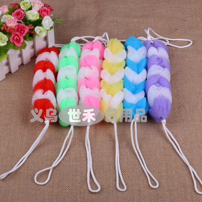 Bi-color twist knit seven segment colorful bath bar 