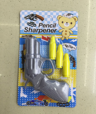 Suction card loaded revolver hot pencil eraser pencil sharpener utility single hole pencil sharpener wholesale