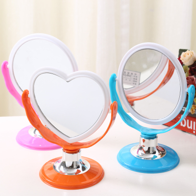 Table mirror small double-sided cosmetic mirror electroplated plastic double side magnifying glass.