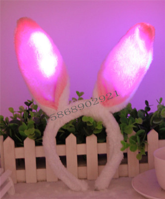 Factory direct flash pink rabbit ears rabbit girl decorated props led rabbit ears