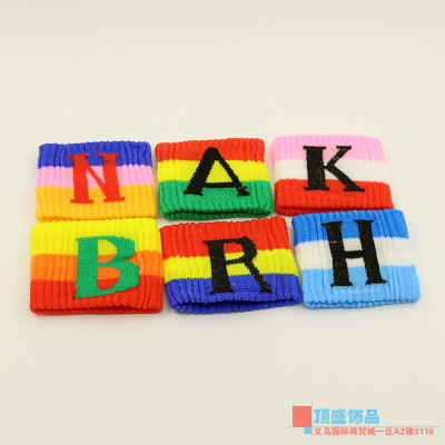 Wristbands wristband sweatband color knitting stitch words English alphabet