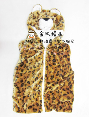 Foreign trade export brown leopard children express waistcoat children 's cartoon vest in the vest of the animal model plush vest.