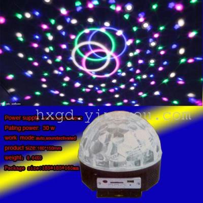 New 6 color 6 light beads MP3 crystal magic ball, LED stage light remote control insert European and American quality