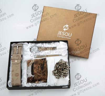 Ms. JESOU gift box premium gift set belt, watch, silk scarf, wallet set