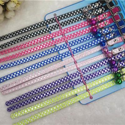 1 sequins lattice pet necklace with Bell dog cat collar collar pet products factory direct sales