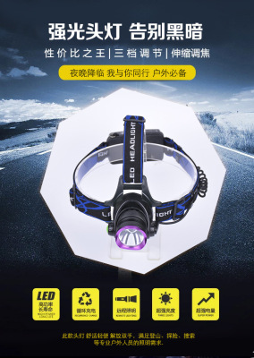 Fishing Lamp Mining LAMP XQ-21 Telescopic Headlamp Telescopic zoom Outdoor Headlamp high-light Charging