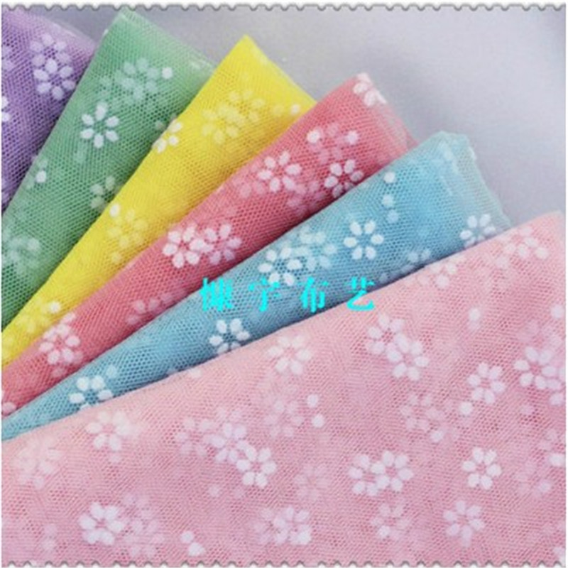 植绒小花软网纱六角网公主裙服装面料
