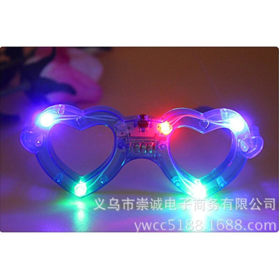 Factory Direct Sales Valentine's Day Small Gift Love Heart Flash Glasses Glowing Glasses Dance Mask