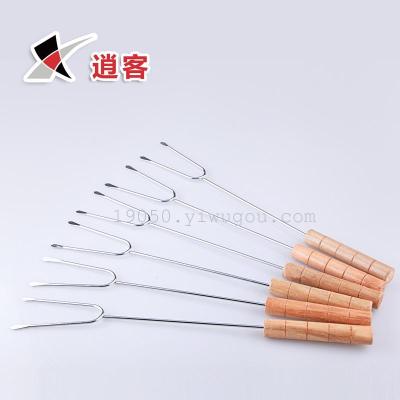 bbq accessories: Grilled BBQ needle 6 new environmentally safe and practical is not hot drill needle with wooden handle