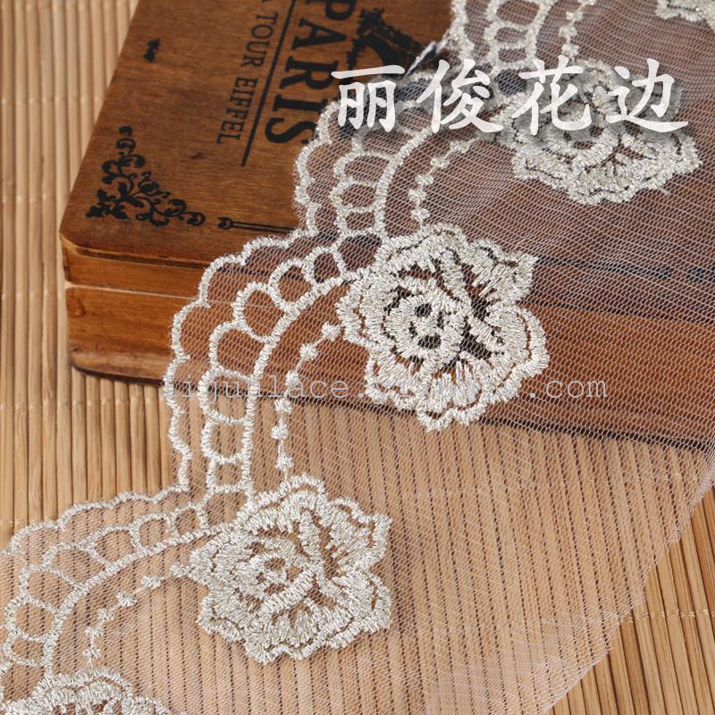 金线刺绣网布网纱花边  婚纱服装辅料