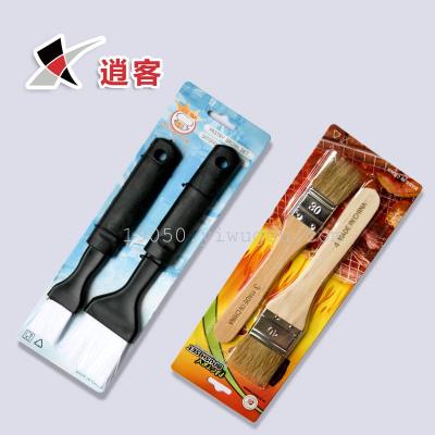 BBQ seasoning brush tool accessories: Bristle brush with wooden handle / heat silicone brush 2 pack food seasoning brush 