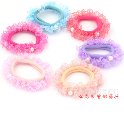 Korean pearl hair ring intrinsic hair rope elastic headgear 1 yuan wholesale