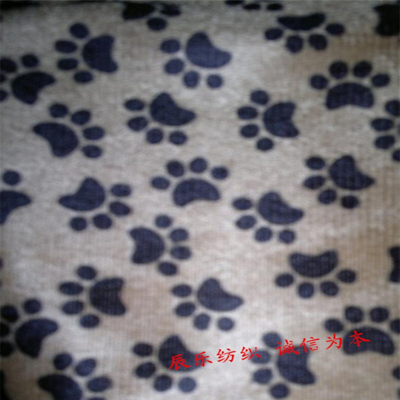 猫爪短毛绒 印花短毛绒 脚印短毛绒 