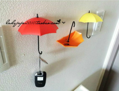 DIY umbrella shape wall adhesive non-nail hooks decorative small items single collection hook creative adhesive hook