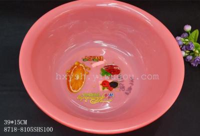 New round T transparent candy-colored printed wash basin 8718-8105