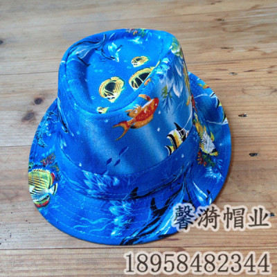 Blue ocean fish bonnet children small hat jazz hat hat