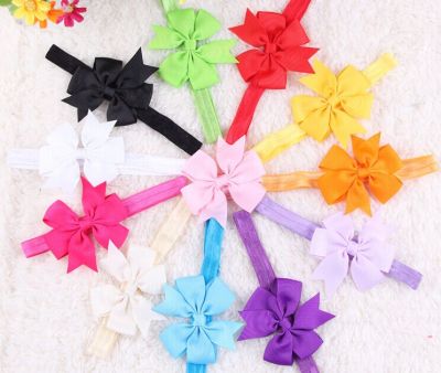 Wholesale flowers with children in the US and Europe Bow Headband 12 optional color baby headdress headdress flower