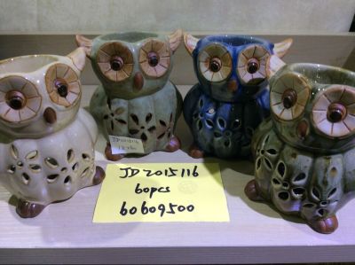 JD2015114 ceramic owl Candle Incense Burner