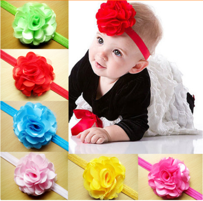 The new Satin Flower Wholesale in Europe and America with children's hair with baby headdress headband with 12 color