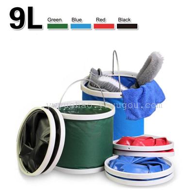 9L folding bucket multi-function portable fishing bucket washing equipment buckets OPP packaging.