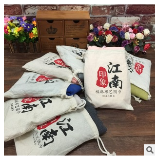 Manufacturers direct literary fan impression jiangnan cotton and linen bundle pocket pocket scarf wholesale
