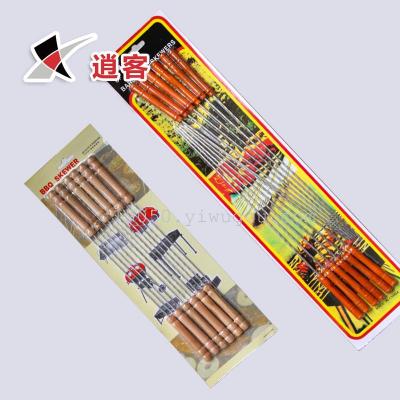 Barbecue accessories: mutton string sticks with wooden handle needle 12 Pack Chrome extension roast needle